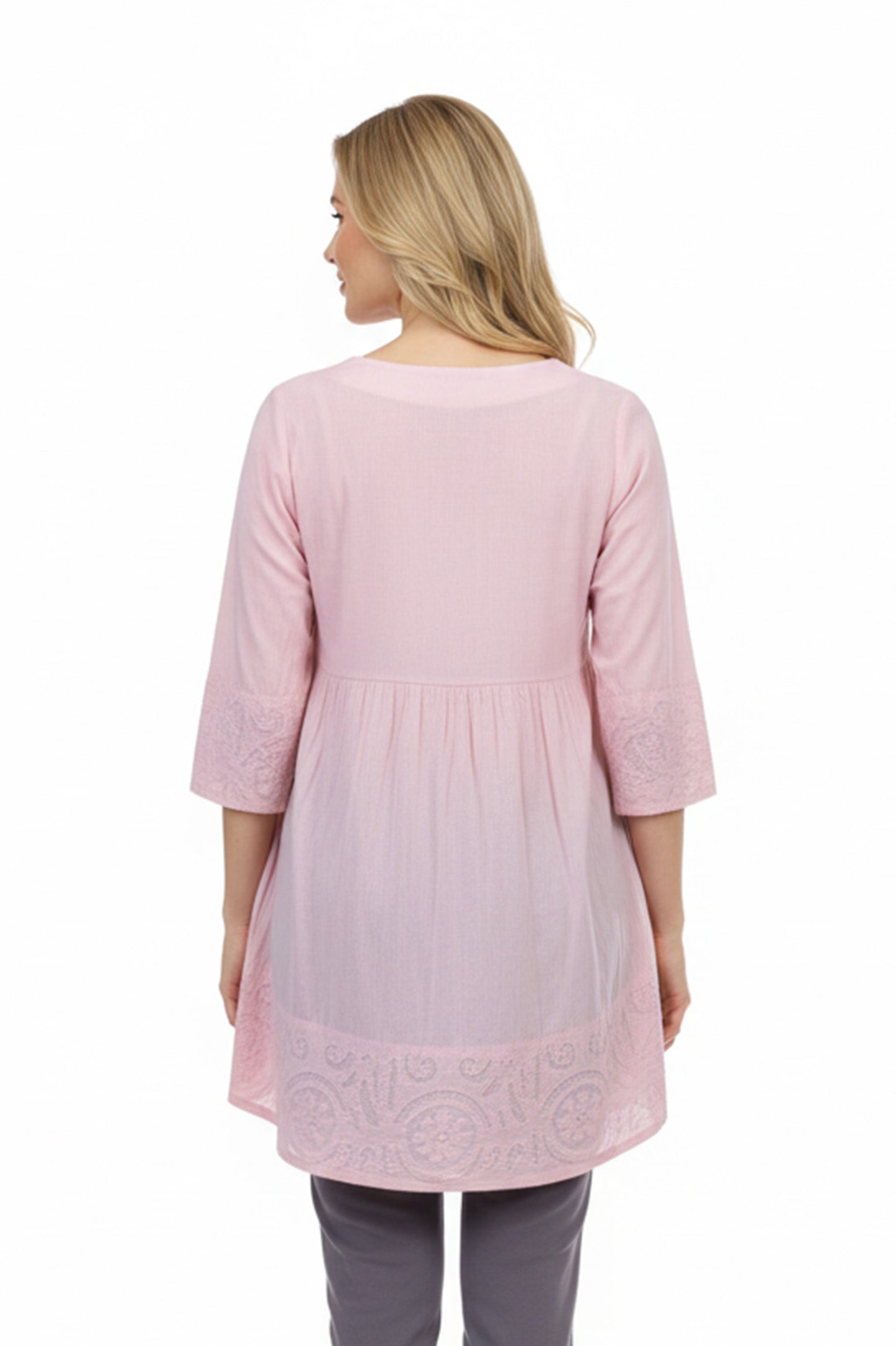 La Cera Applique Trimmed Tunic Top - La Cera