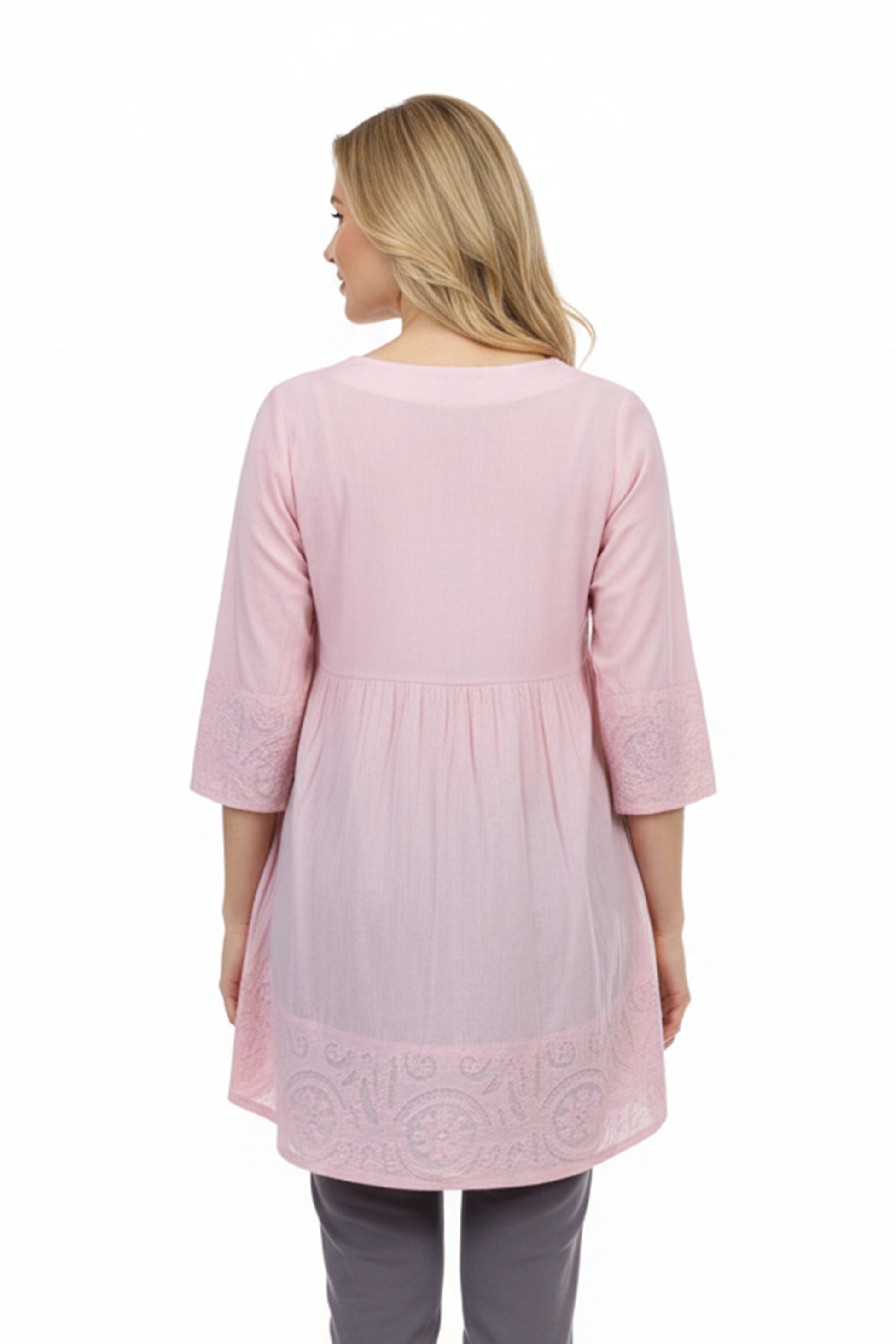 La Cera Applique Trimmed Tunic Top - La Cera