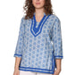 La Cera Blue Medallion Print Tunic - La Cera