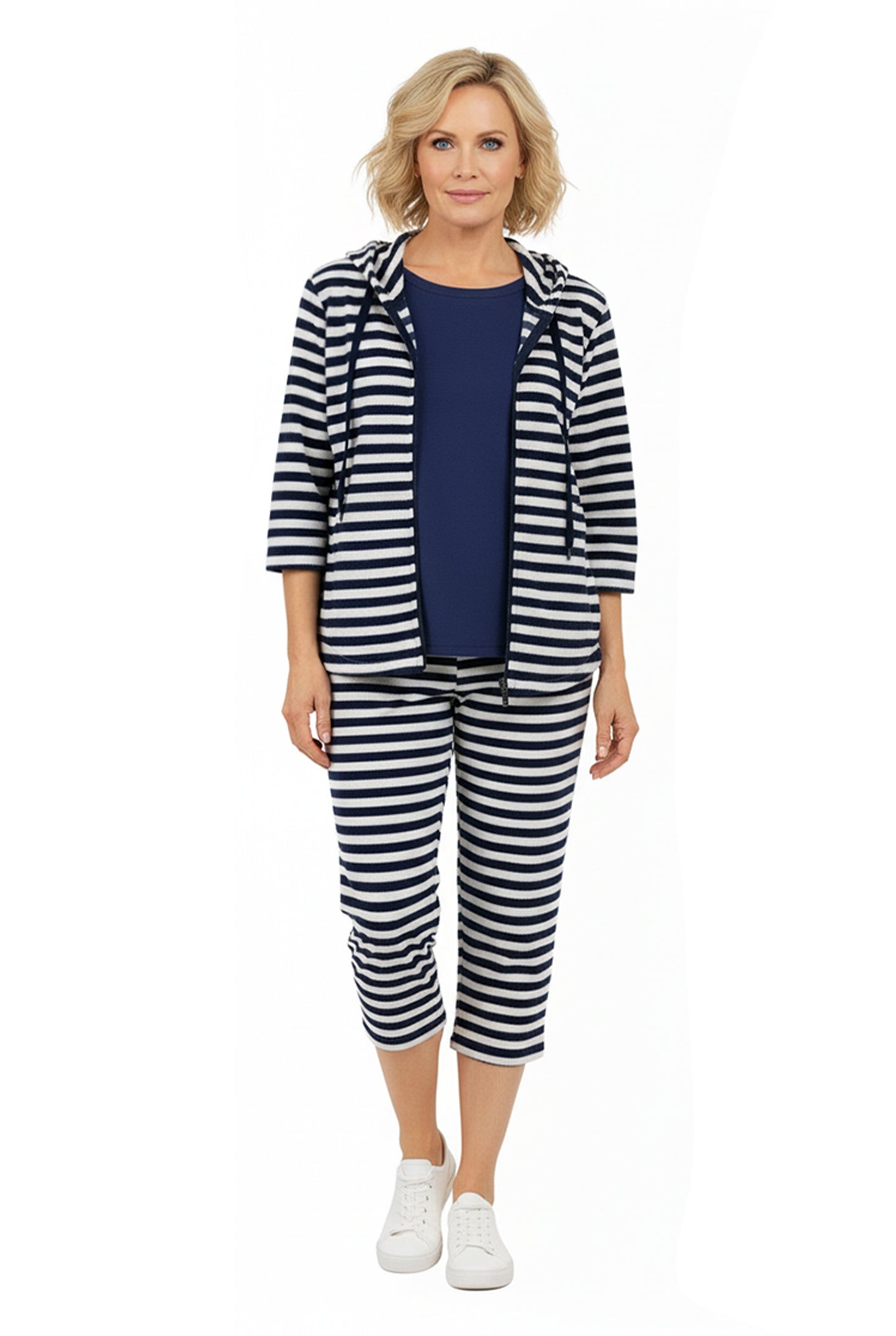 La Cera Terry Capri Hoodie PJ Set