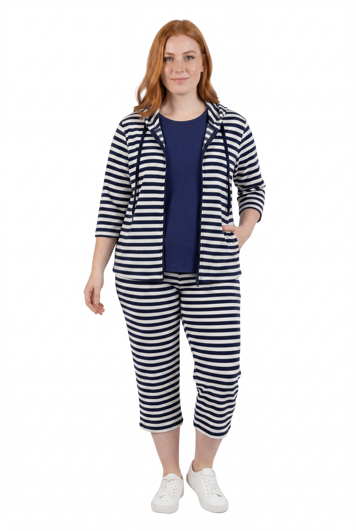 La Cera Terry Capri Hoodie PJ Set