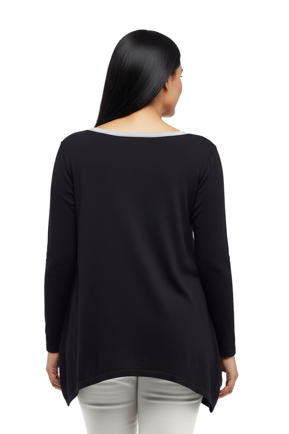 Top tipo suéter con cuello redondo Hi-Lo La Cera - Talla grande