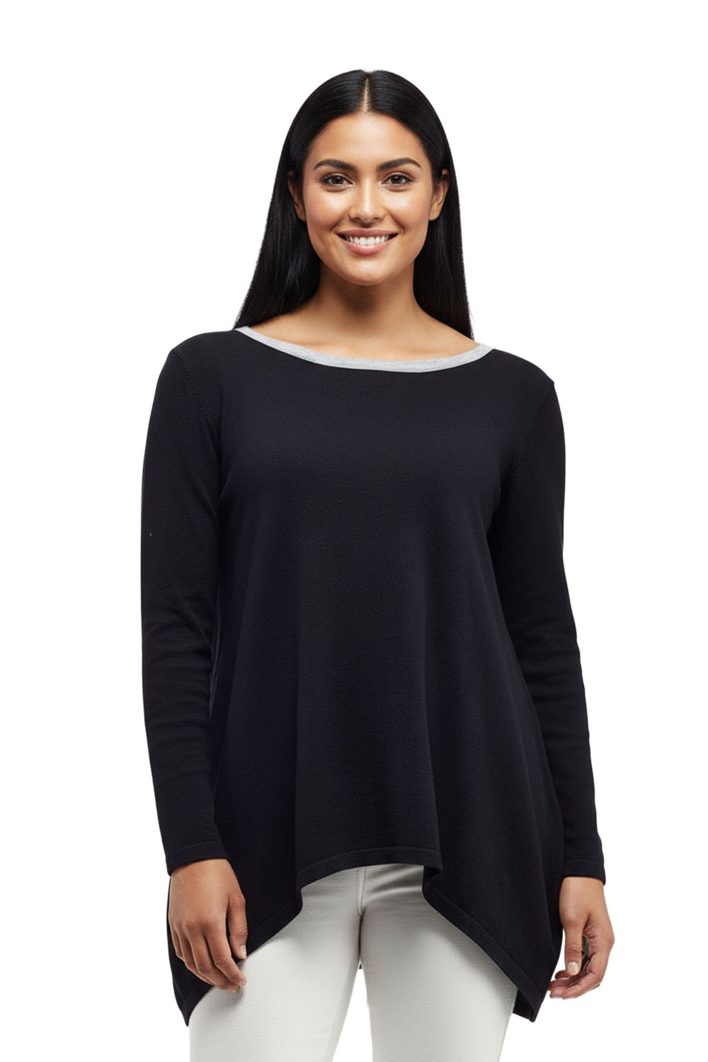 Top tipo suéter con cuello redondo Hi-Lo La Cera - Talla grande