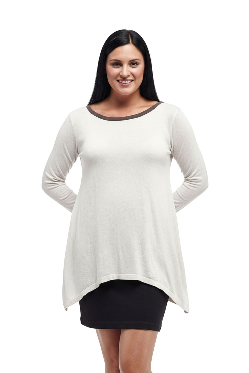 Top tipo suéter con cuello redondo Hi-Lo La Cera - Talla grande