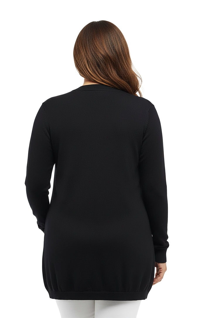 La Cera Long Sleeve Boyfriend Cardigan - Plus Size - La Cera