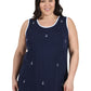 Cotton Knit Tank with Anchor Embroidery - Plus Size