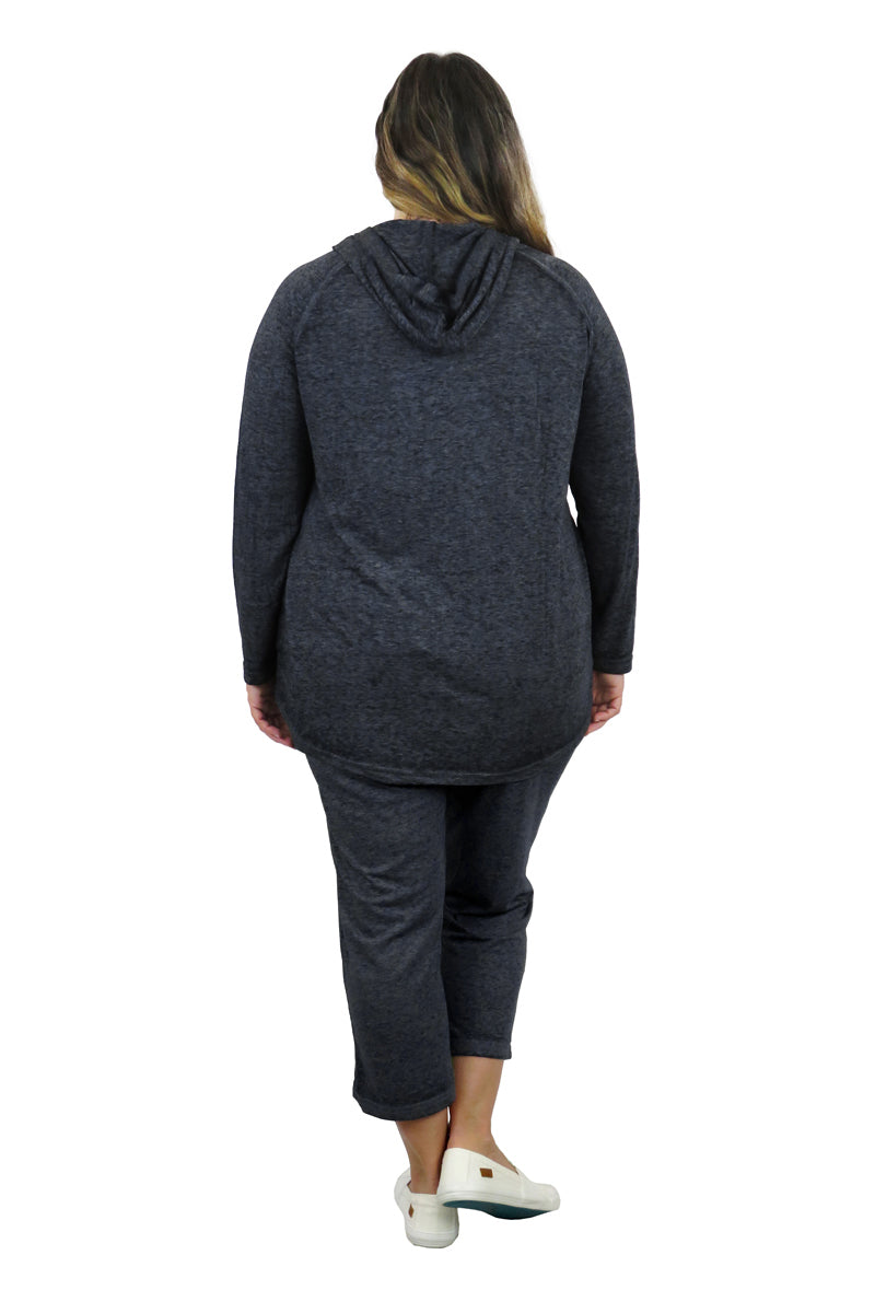 Top de punto con capucha, suave y flexible, de talla grande
