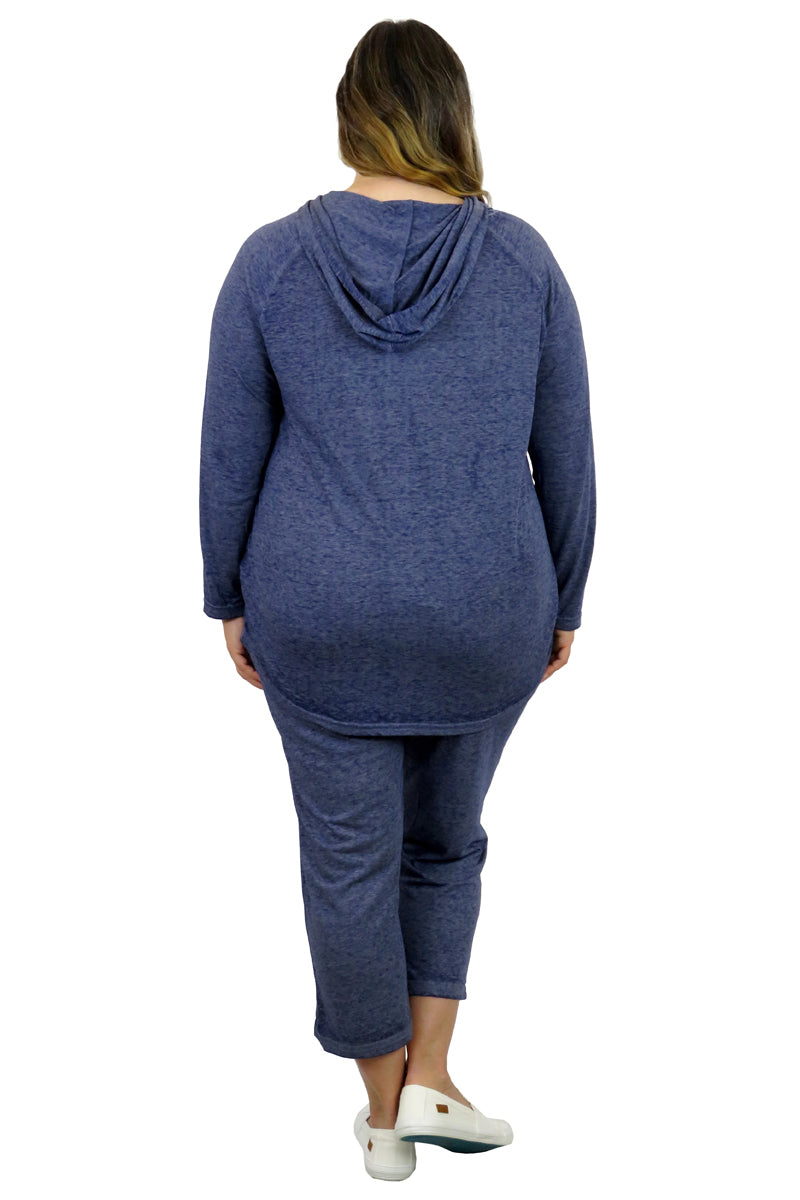 Top de punto con capucha, suave y flexible, de talla grande