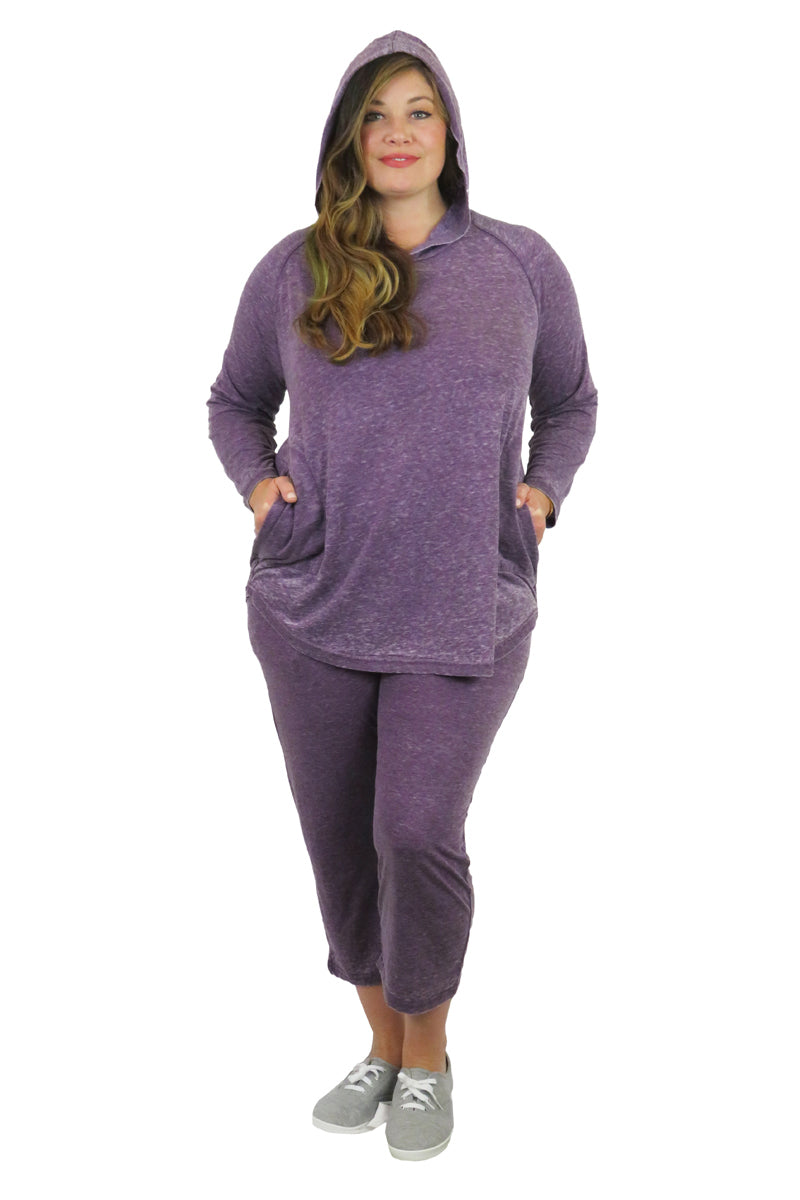 Top de punto con capucha, suave y flexible, de talla grande