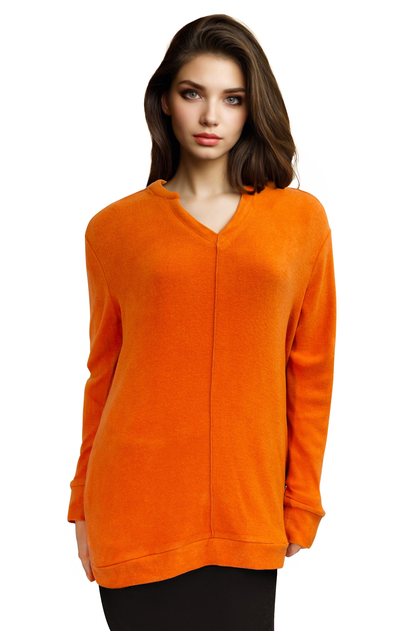 Plus Size Comfort Luxe Collection Cozy Knit V- Neck Tunic - La Cera