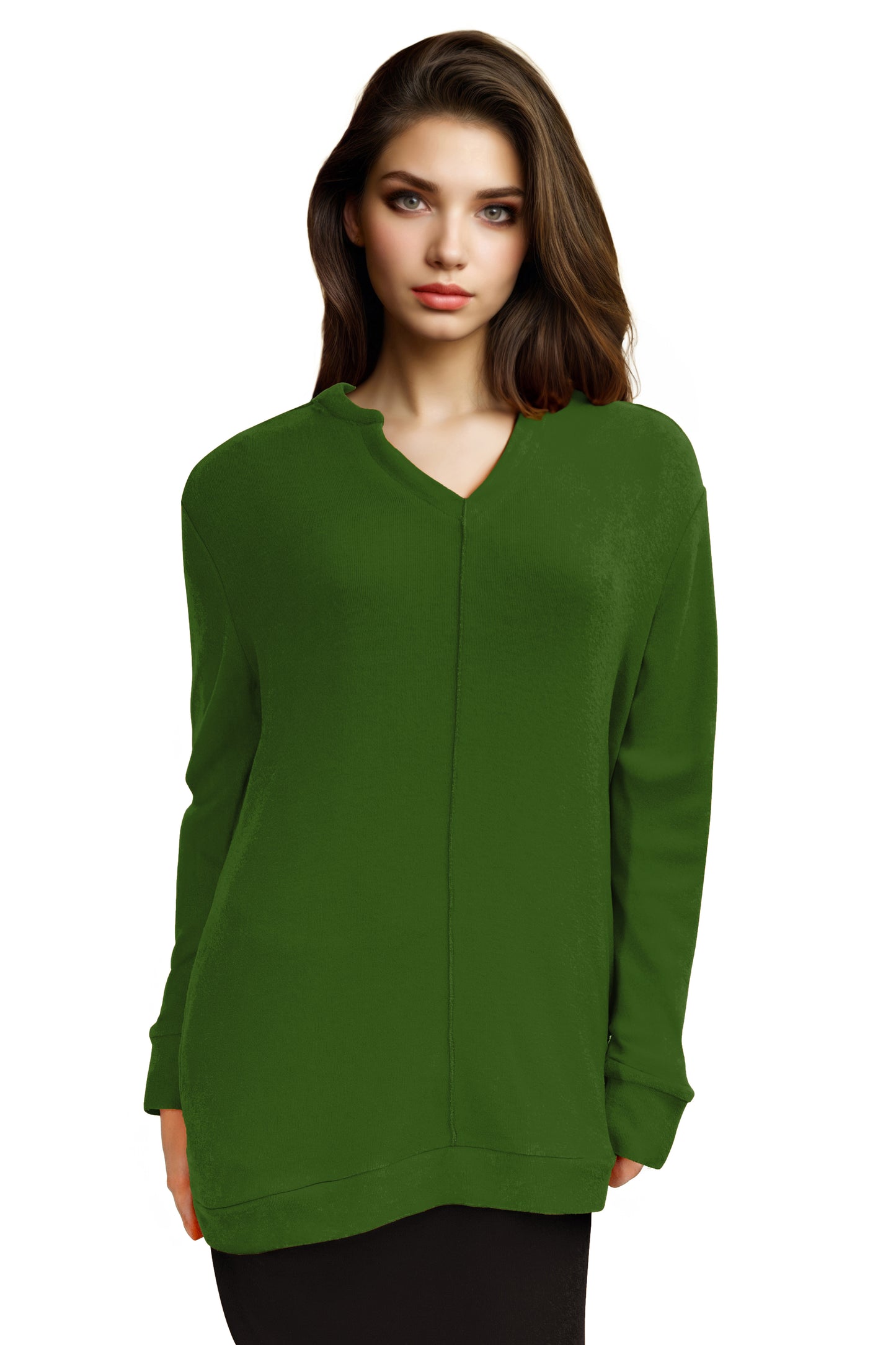Plus Size Comfort Luxe Collection Cozy Knit V- Neck Tunic - La Cera