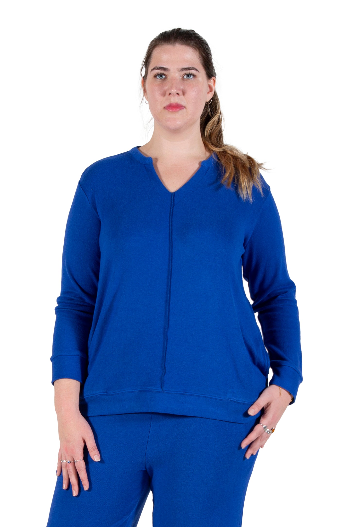 Plus Size Comfort Luxe Collection Cozy Knit V- Neck Tunic - La Cera
