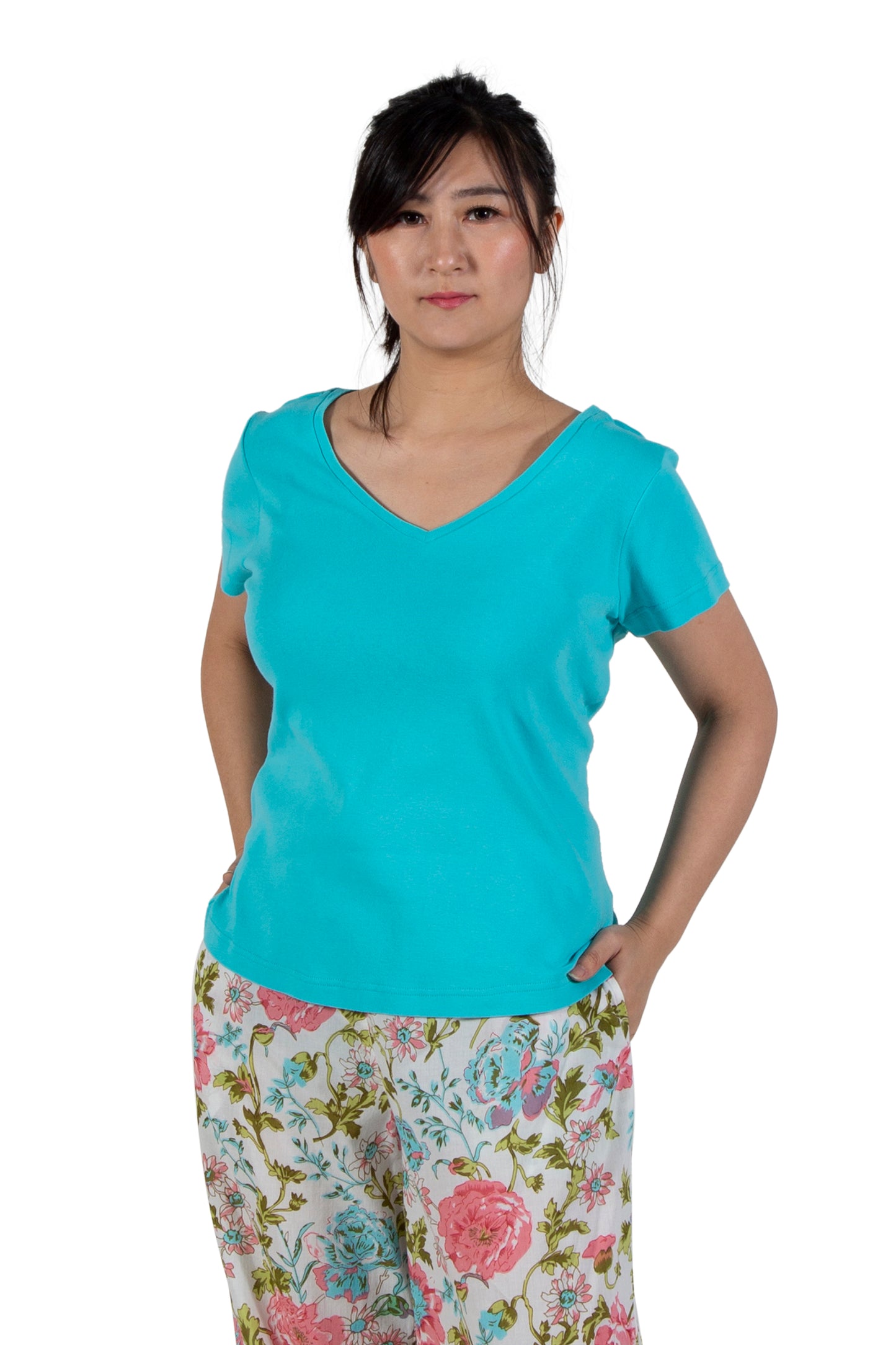 A La Carte By La Cera Cotton V-Neck Top - La Cera