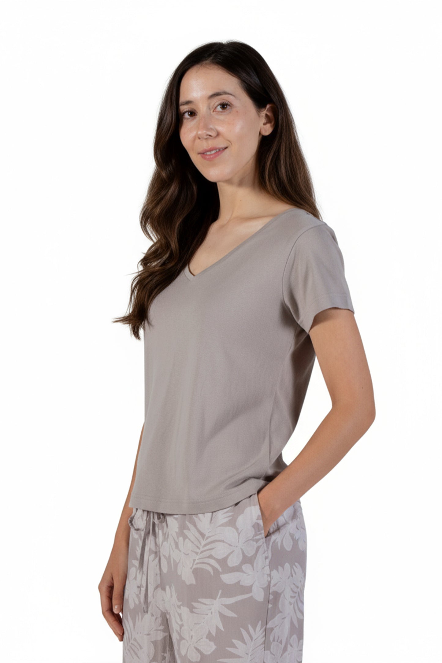 A La Carte By La Cera Cotton V-Neck Top - La Cera