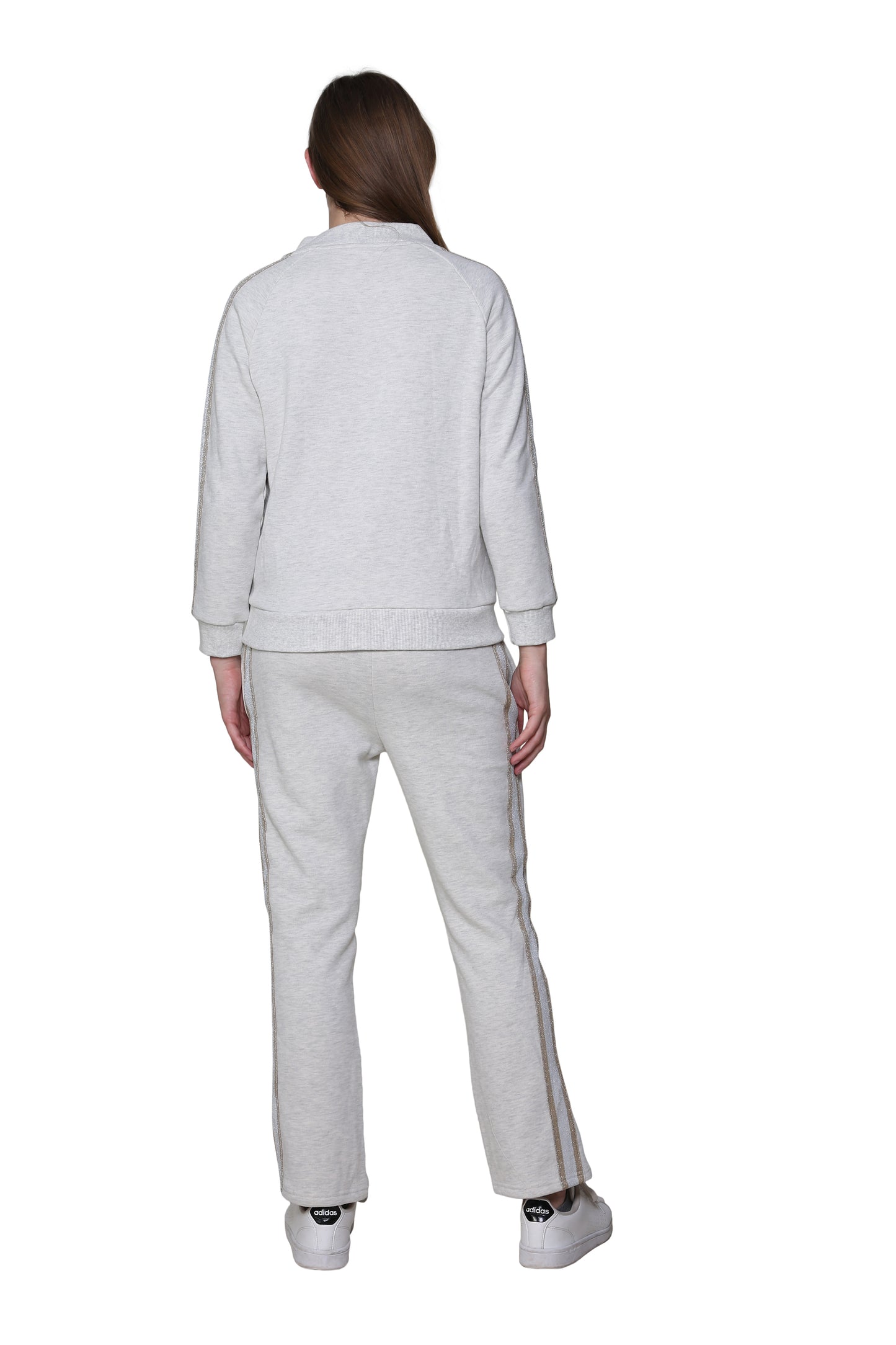 French Terry Cotton 2-Piece Zip-Front Track Pant Set - La Cera