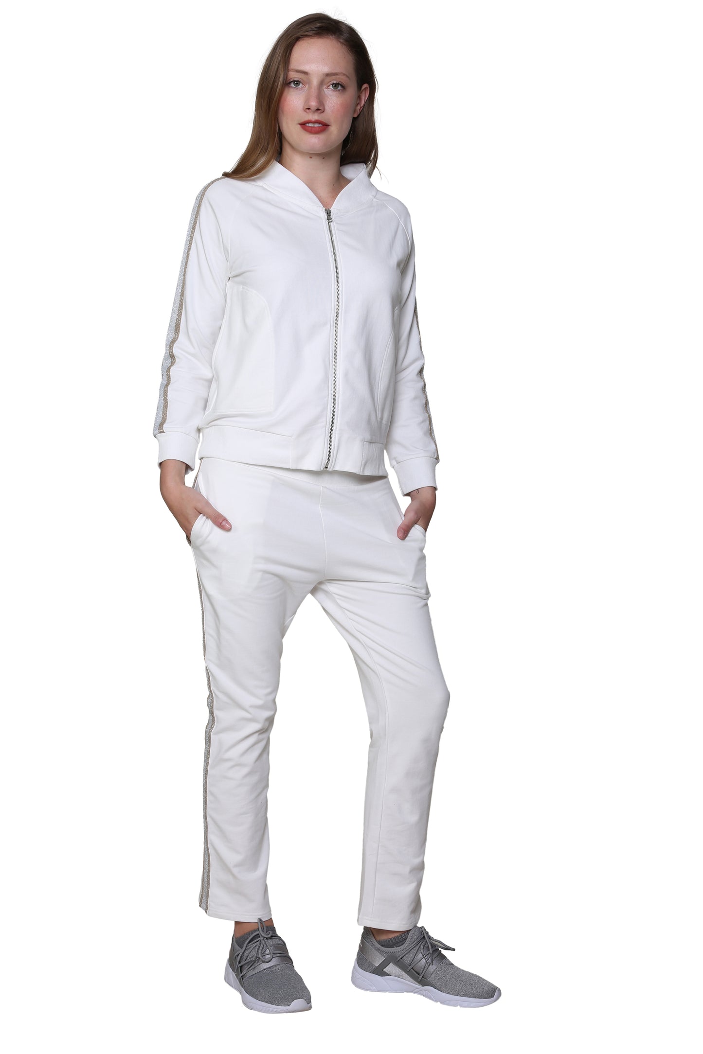 Chaqueta con cremallera de felpa francesa de talla grande