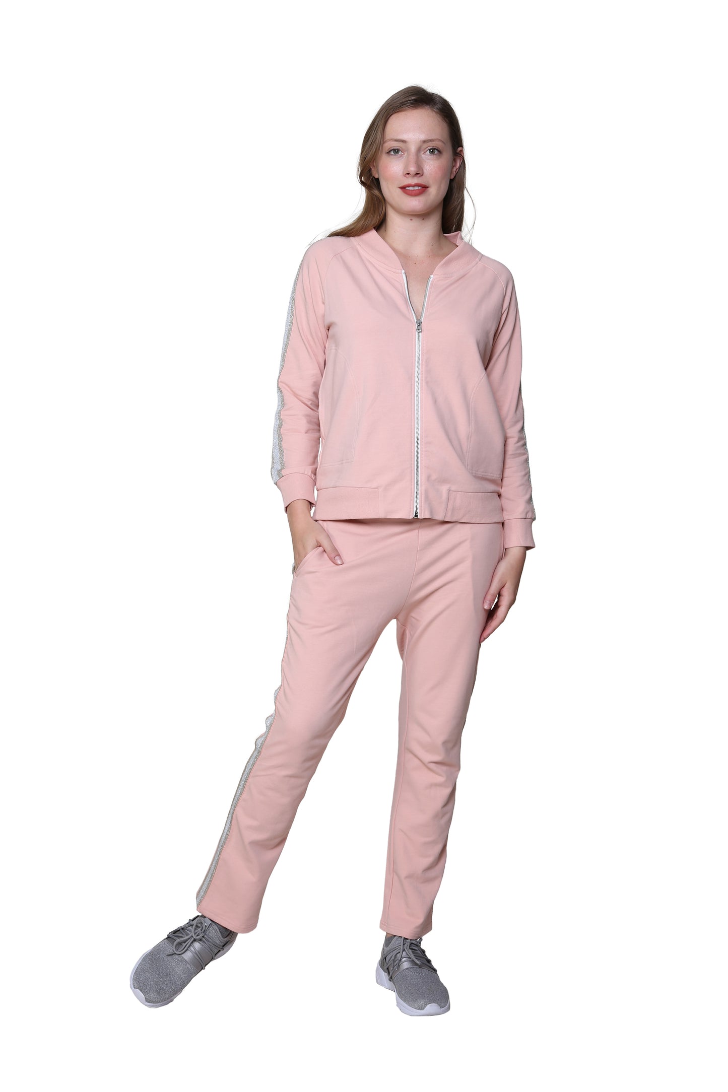 Chaqueta con cremallera de felpa francesa de talla grande