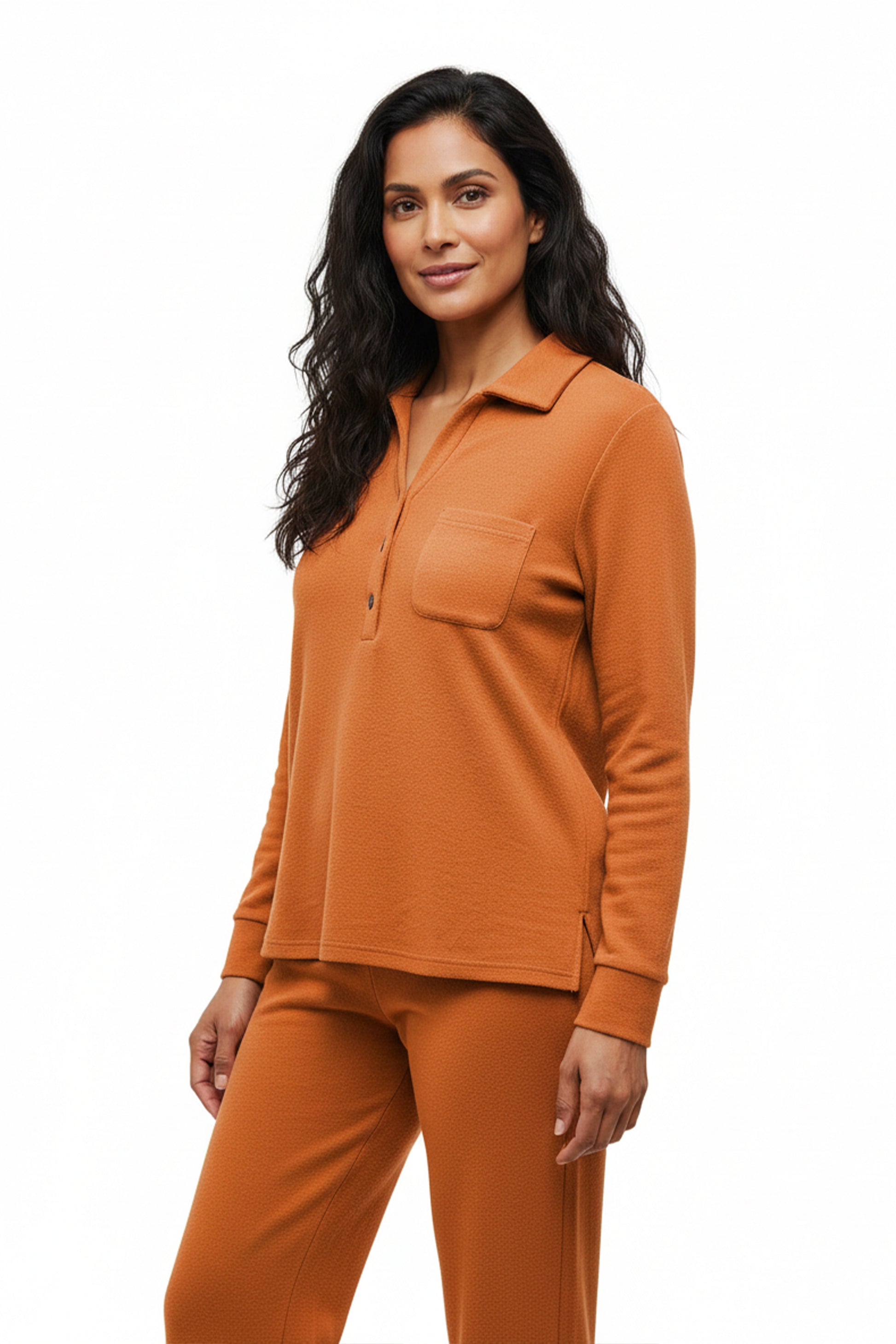 Comfort Luxe Collection Cozy Knit Notch Collar Shirt - La Cera