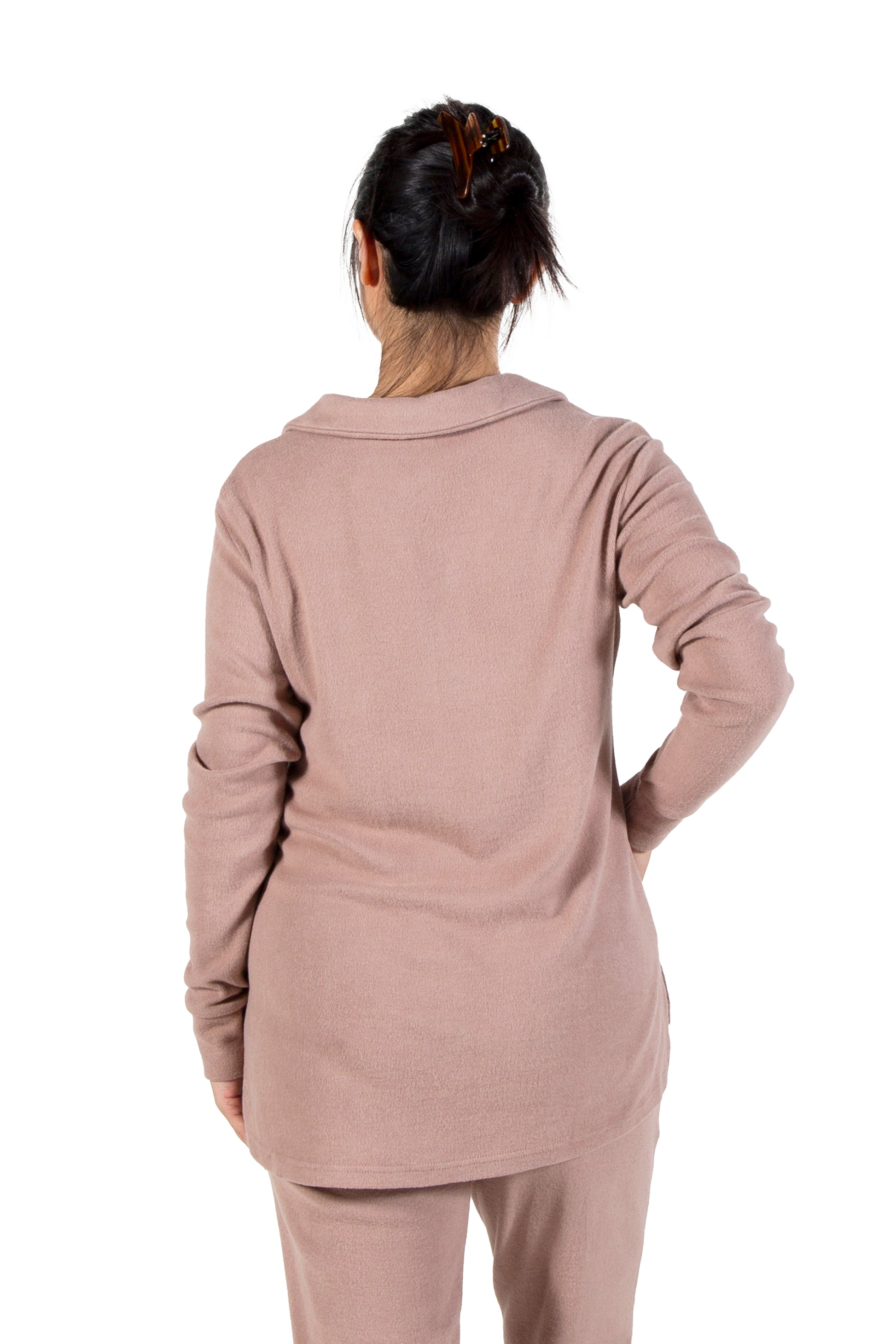 Comfort Luxe Collection Cozy Knit Notch Collar Shirt - La Cera