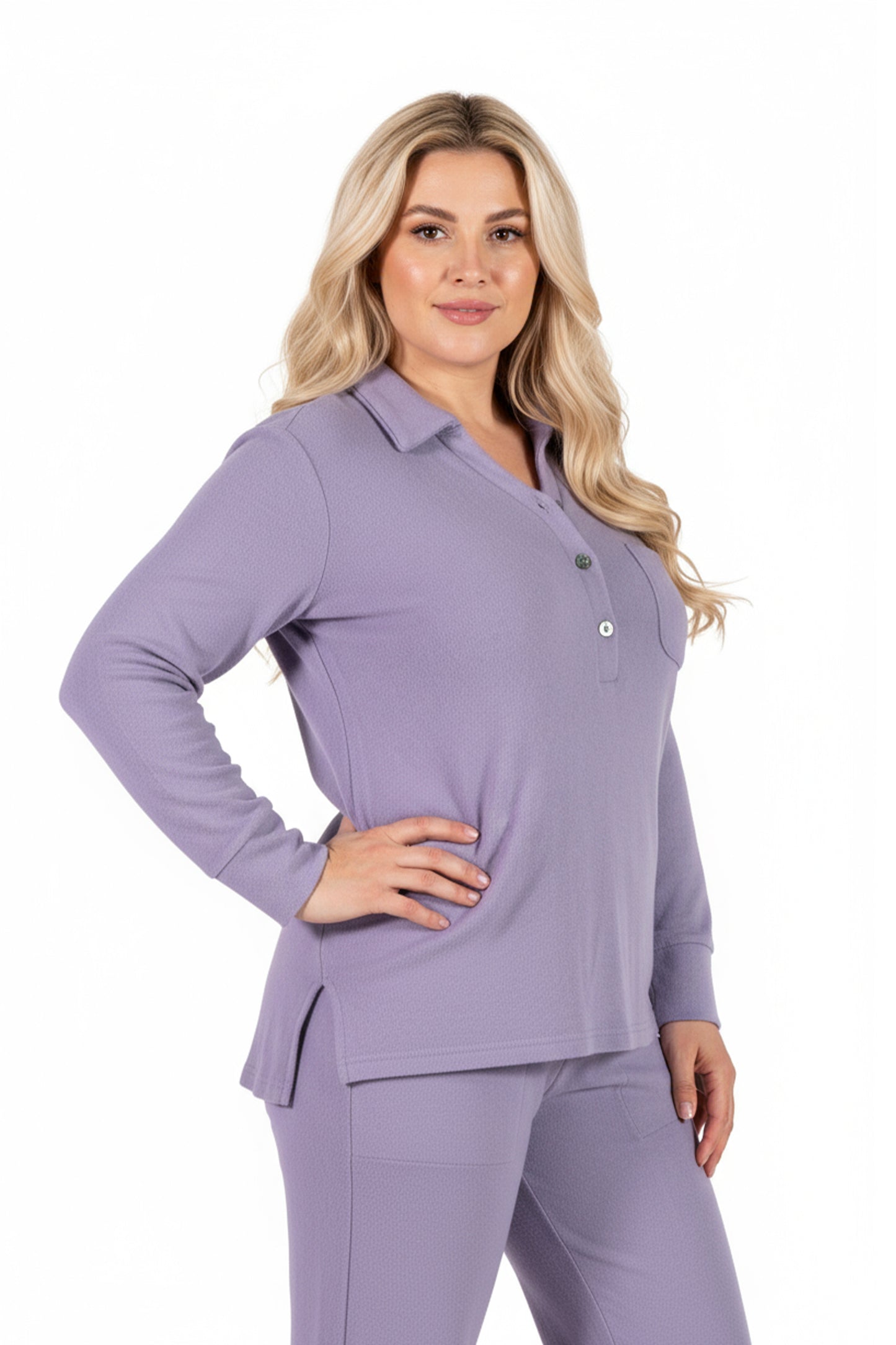 Plus Size Comfort Luxe Collection Cozy Notch Collar Shirt