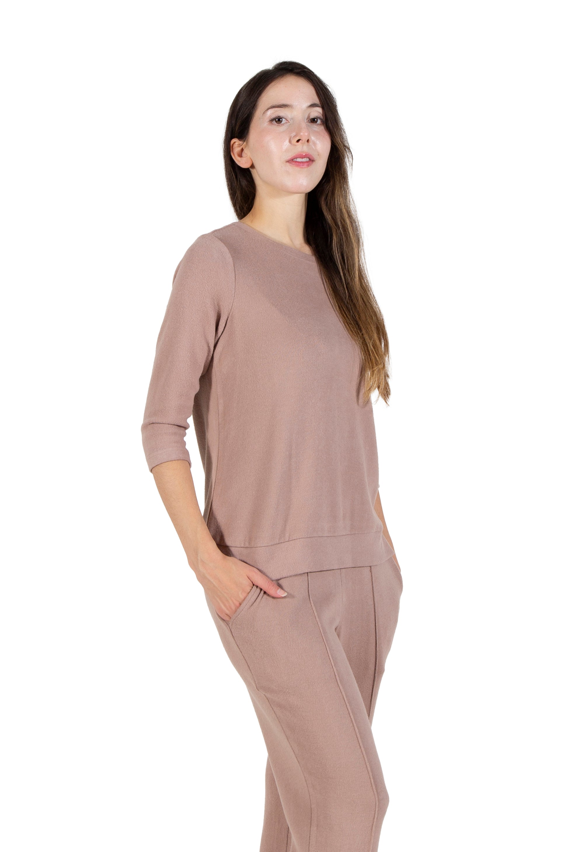 Comfort Luxe Collection Cozy Knit Crew Neck Tee - La Cera