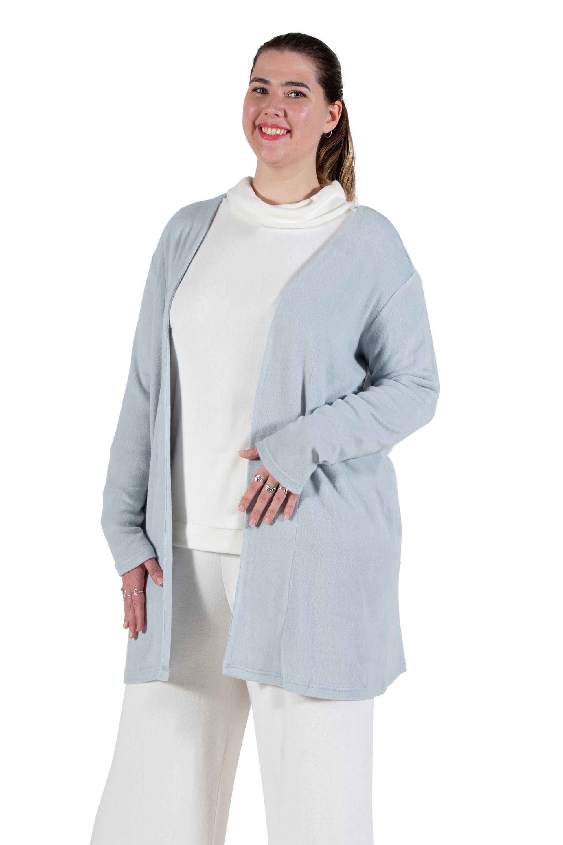 Plus Size Comfort Luxe Collection Knee Length Cardigan - La Cera