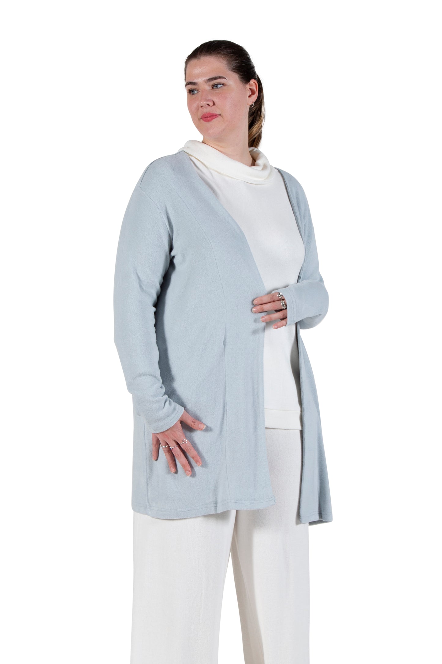 Plus Size Comfort Luxe Collection Knee Length Cardigan - La Cera
