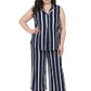 Navy and White Plus Size Sleeveless Set - La Cera