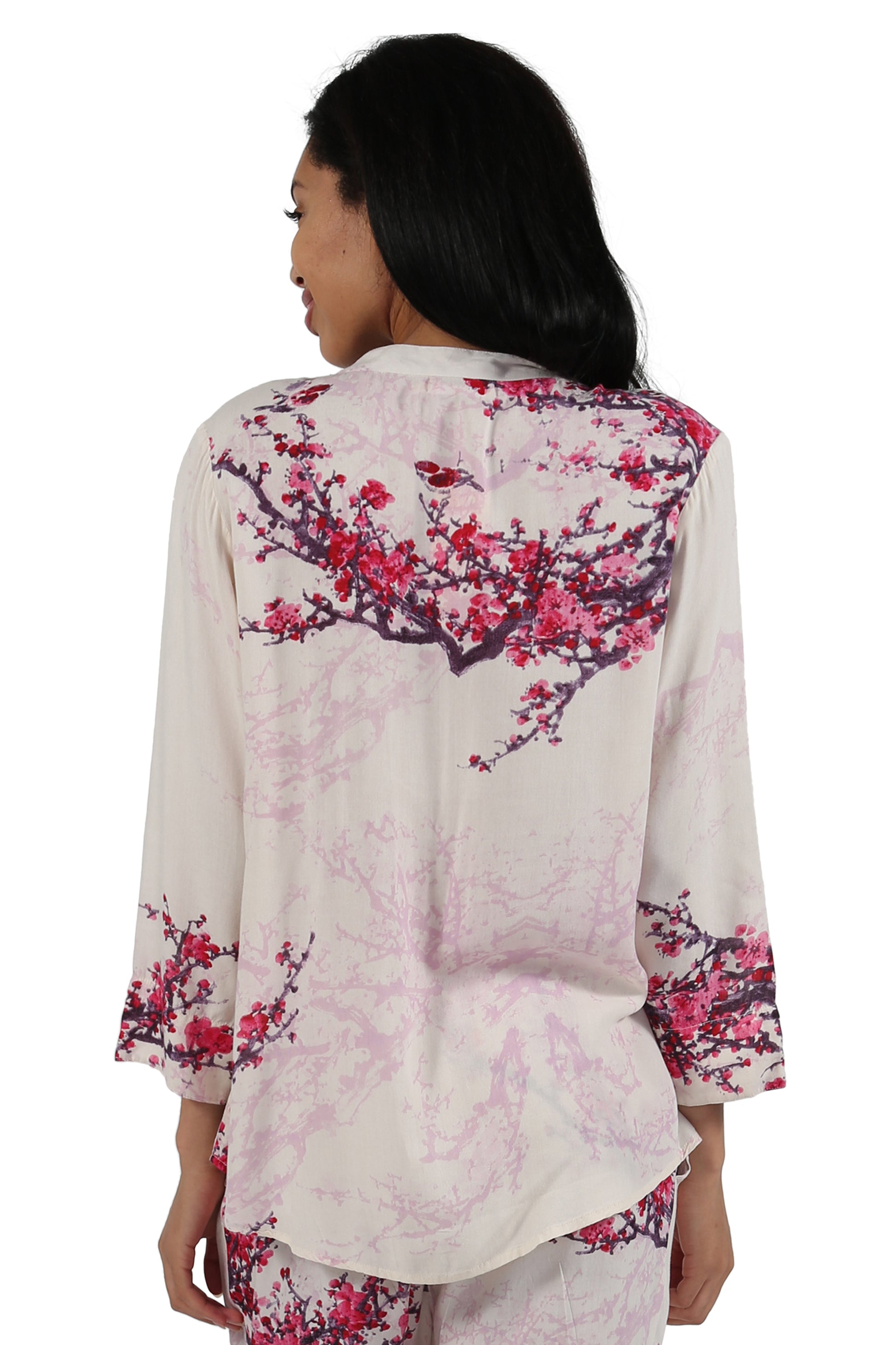 Printed Long Sleeve Rayon Pajamas - La Cera