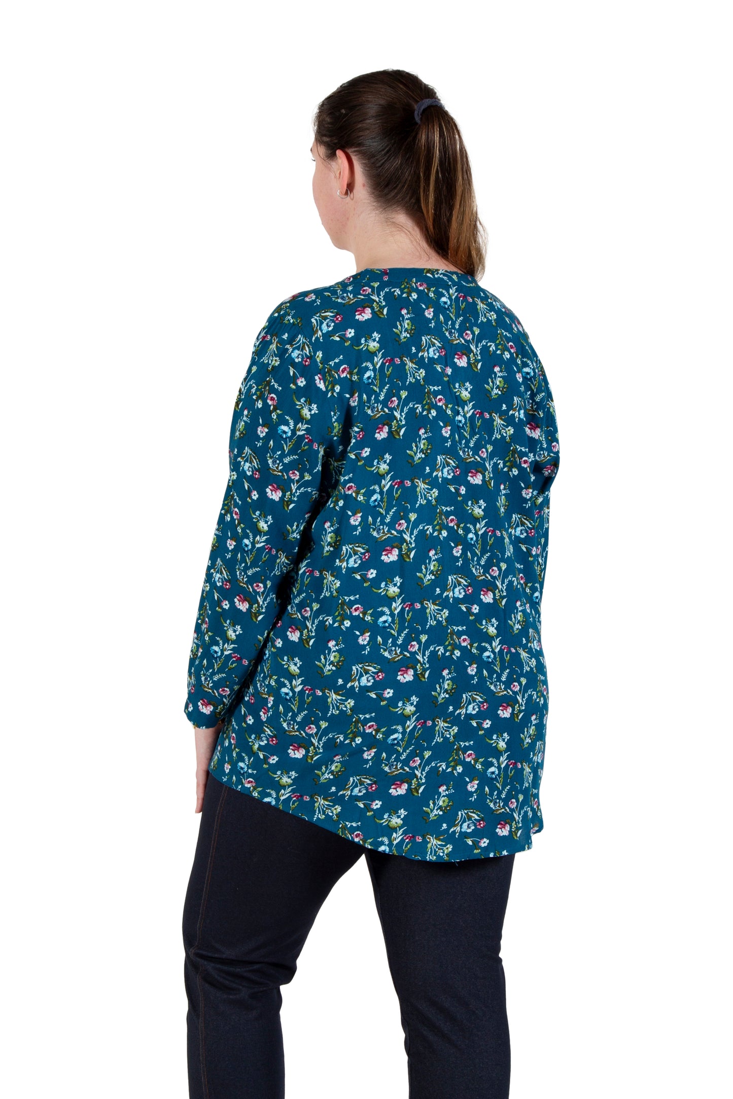Pleat Front Printed Rayon Top - Plus Size