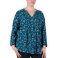 Pleat Front Printed Rayon Top - Plus Size