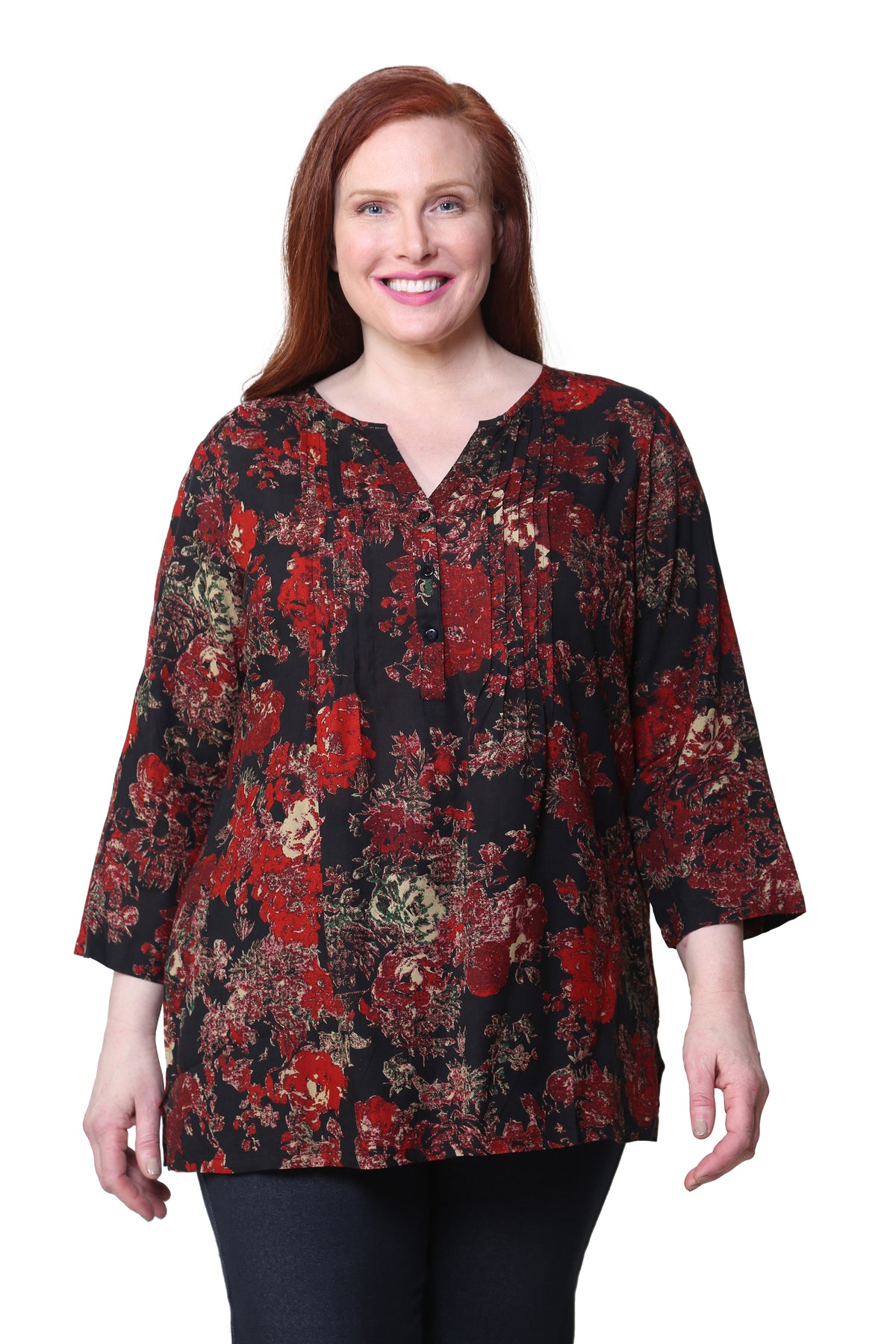 Túnica con estampado de rayón