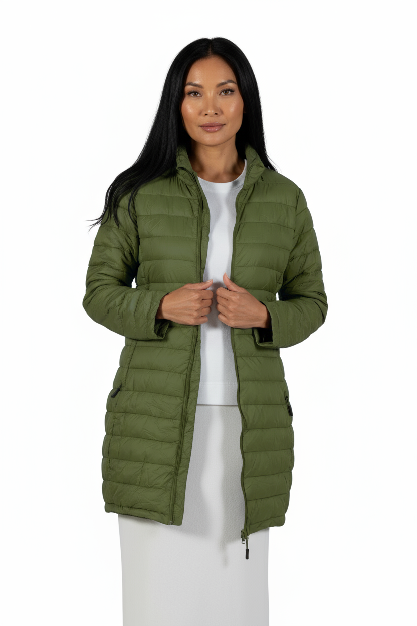 La Cera Lightweight Quilted Puffer Coat - La Cera