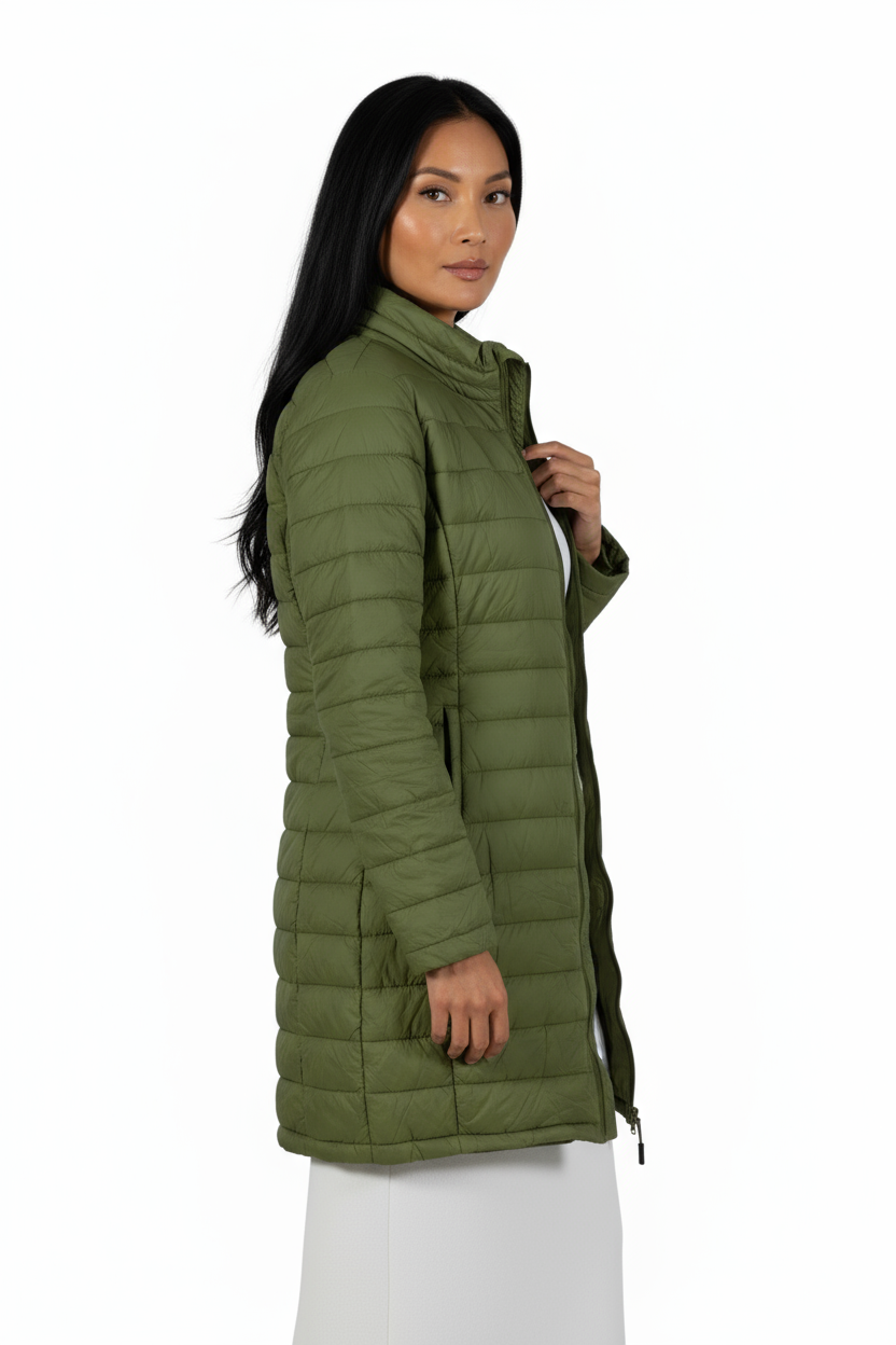 La Cera Lightweight Quilted Puffer Coat - La Cera