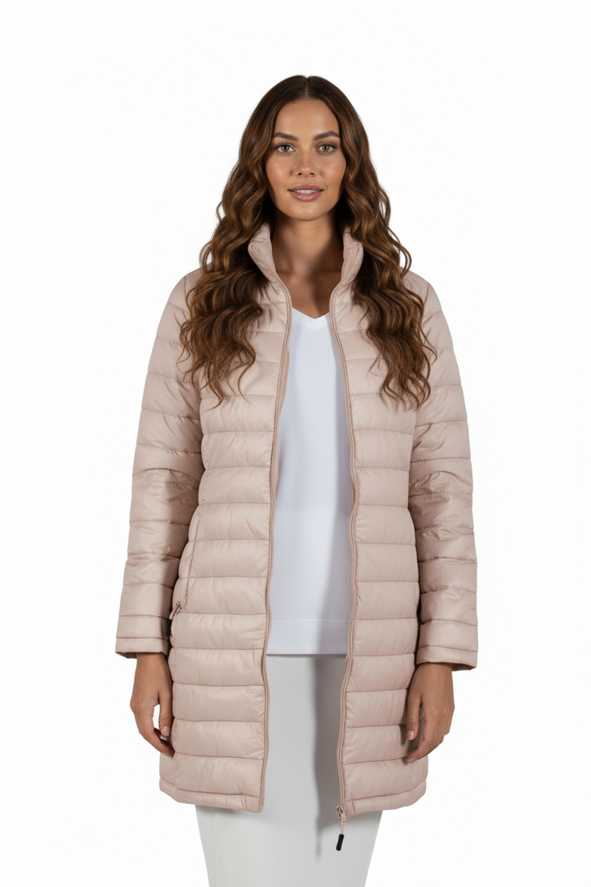 La Cera Lightweight Quilted Puffer Coat - La Cera