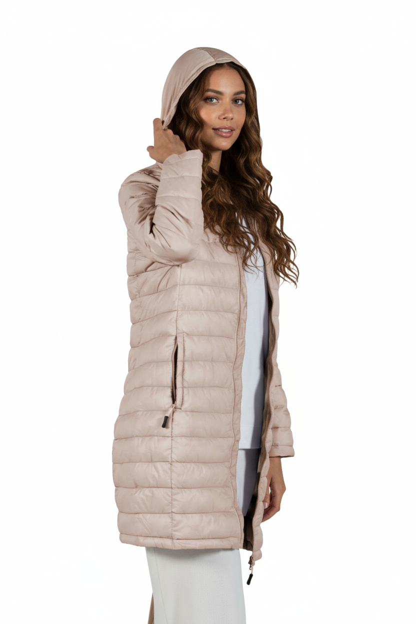 La Cera Lightweight Quilted Puffer Coat - La Cera