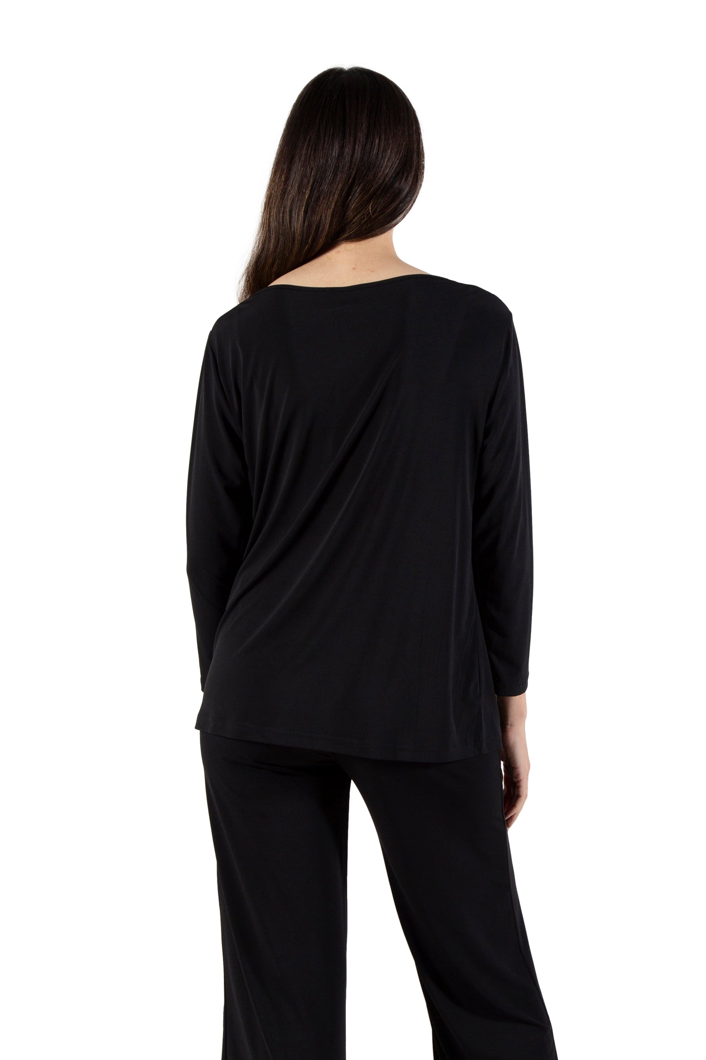 La Cera Solid Cowl Neck Top - La Cera