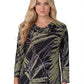 La Cera Savannah Palm Print Cowl Neck Top - La Cera