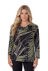 La Cera Savannah Palm Print Cowl Neck Top - La Cera