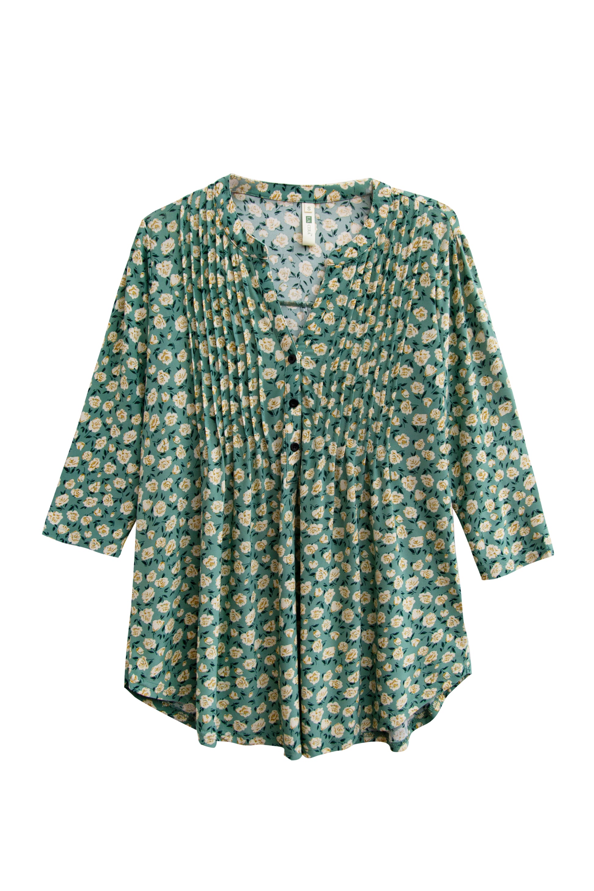 La Cera Sage Floral Pintuck Tunic - La Cera