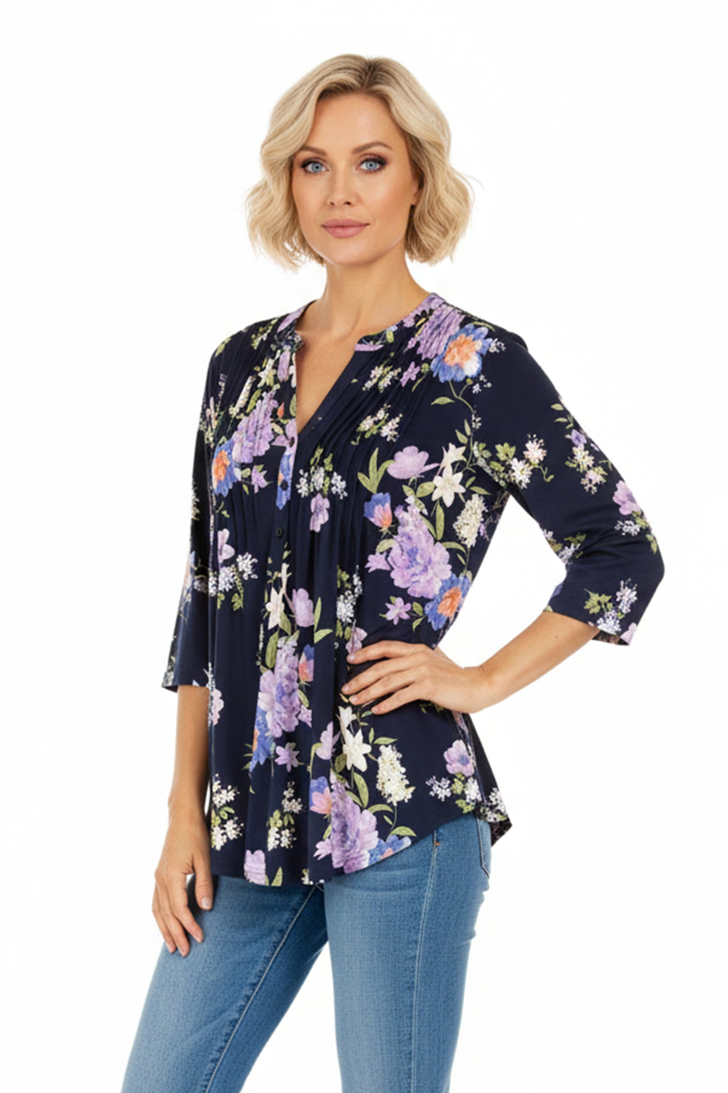 La Cera Pleat Front Tunic - La Cera