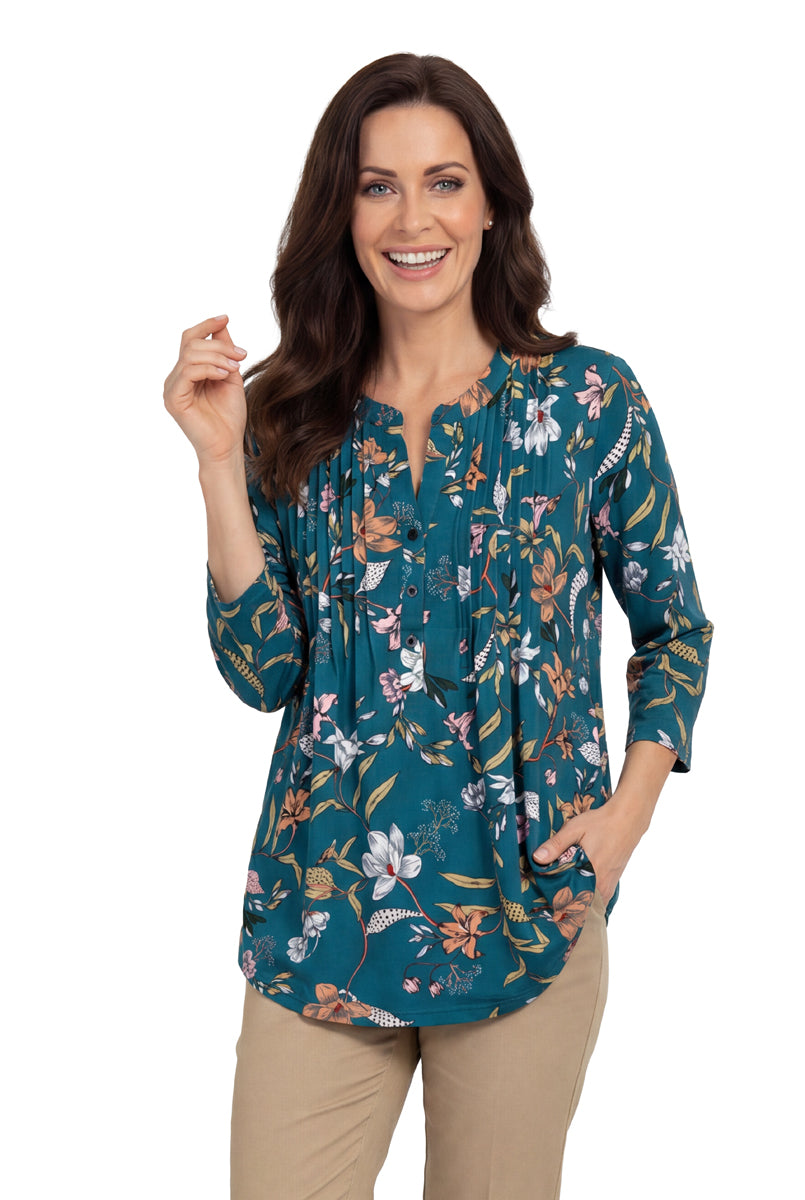 La Cera Pleat Front Tunic