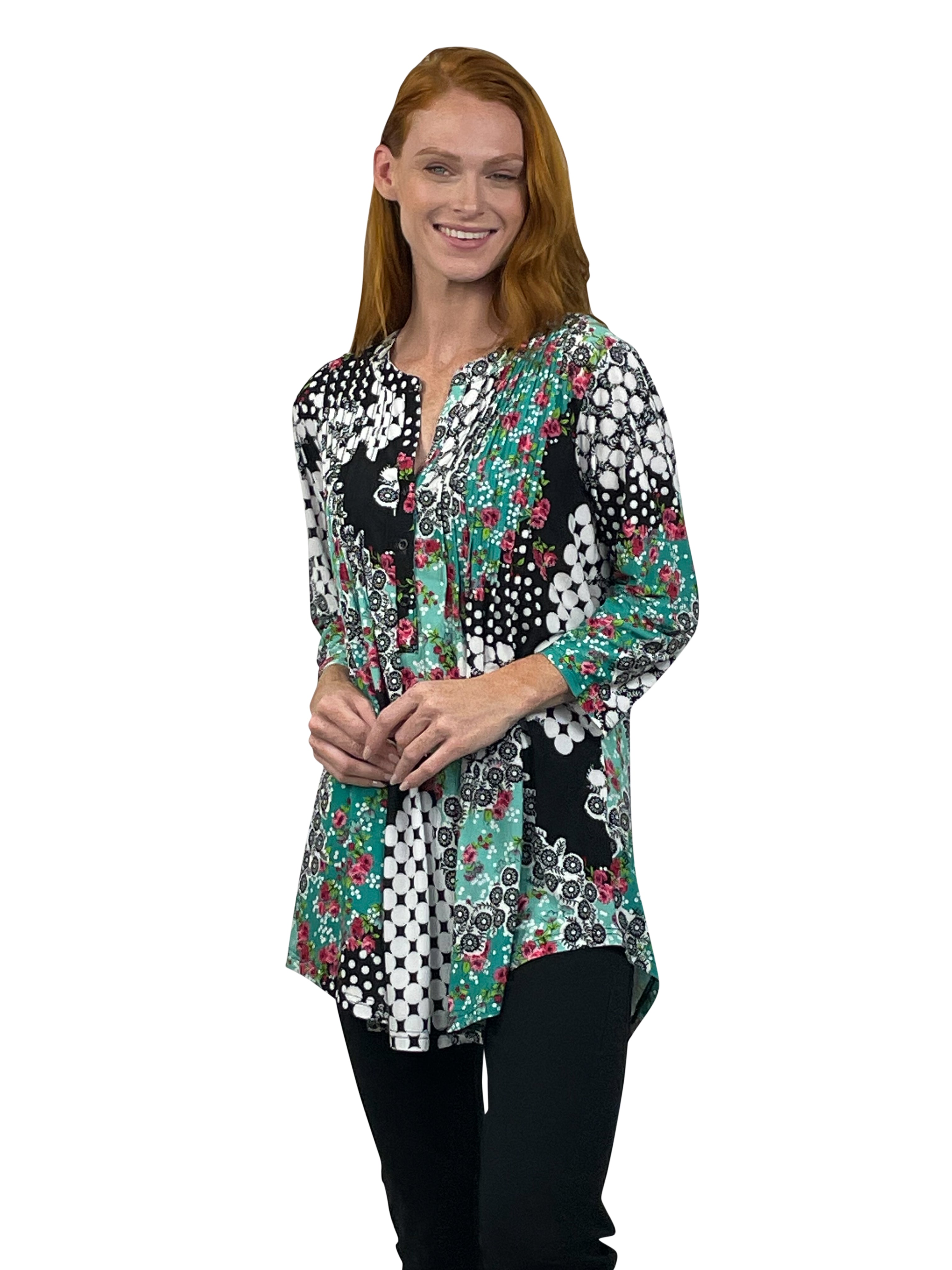 La Cera Pleat Front Tunic - La Cera