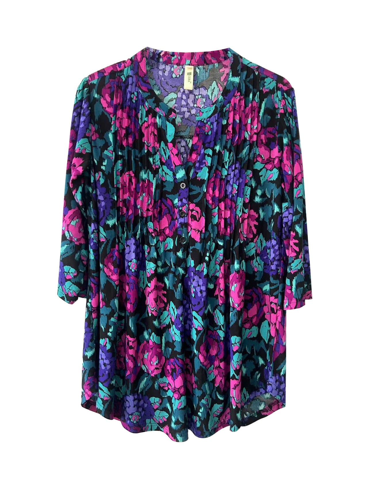 La Cera Plus Size Pleat Front Top