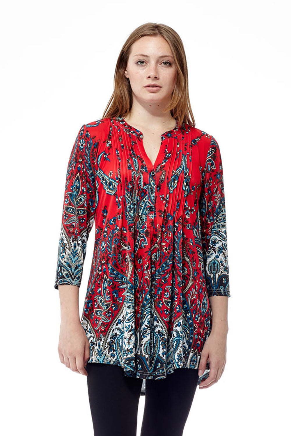 La Cera Pleat Front Tunic - La Cera