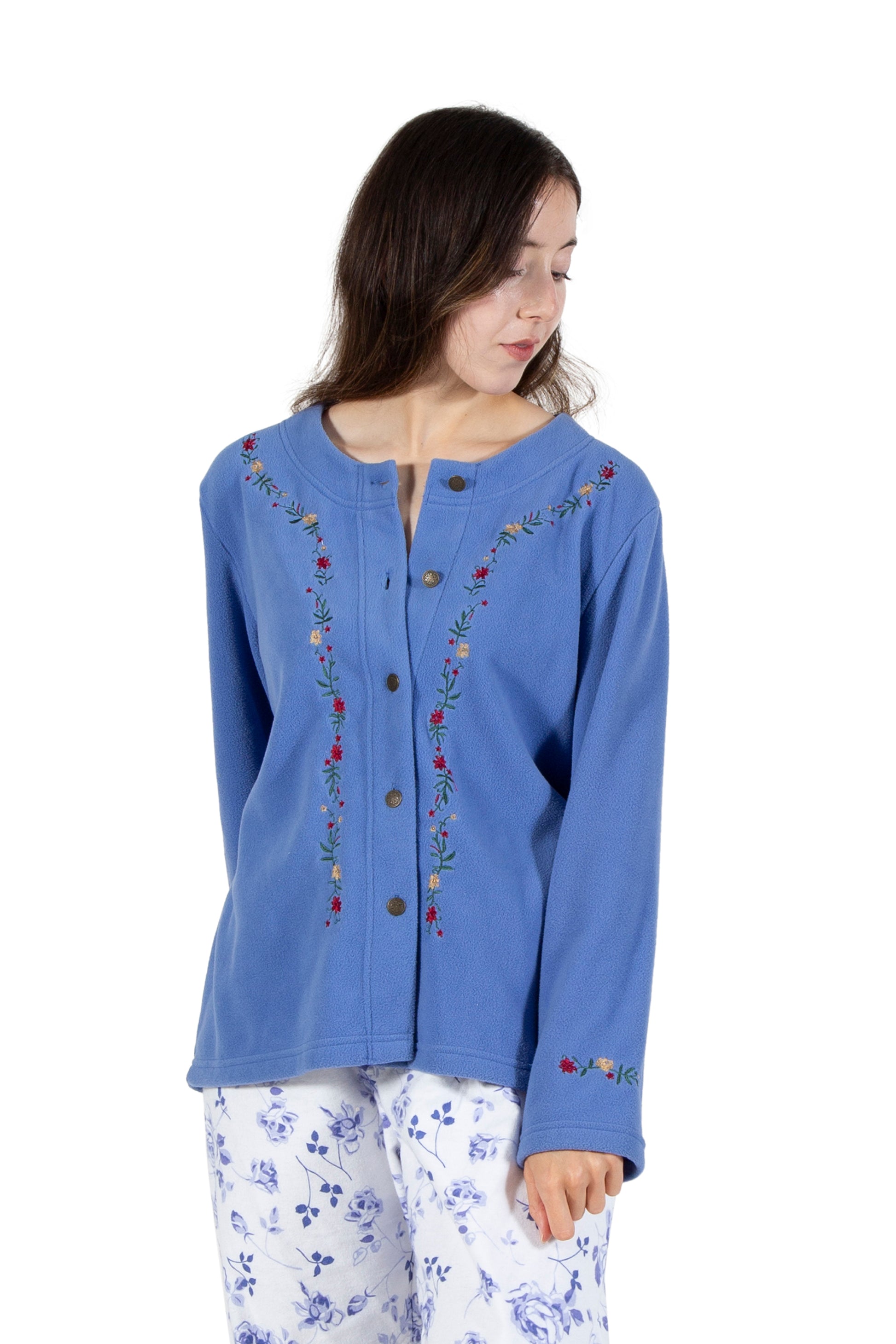 La Cera Embroidered Fleece Jacket - La Cera