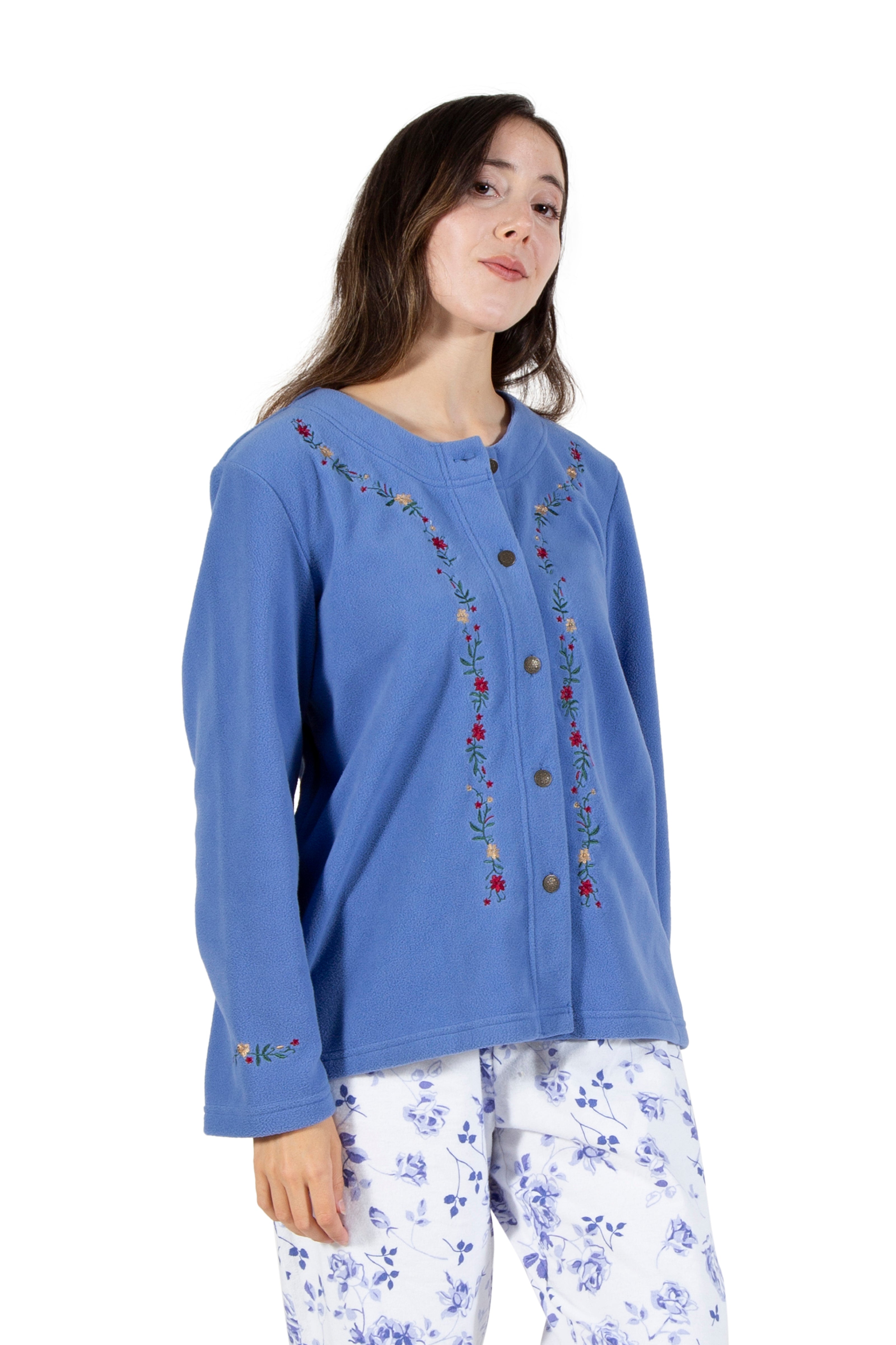 La Cera Embroidered Fleece Jacket - La Cera