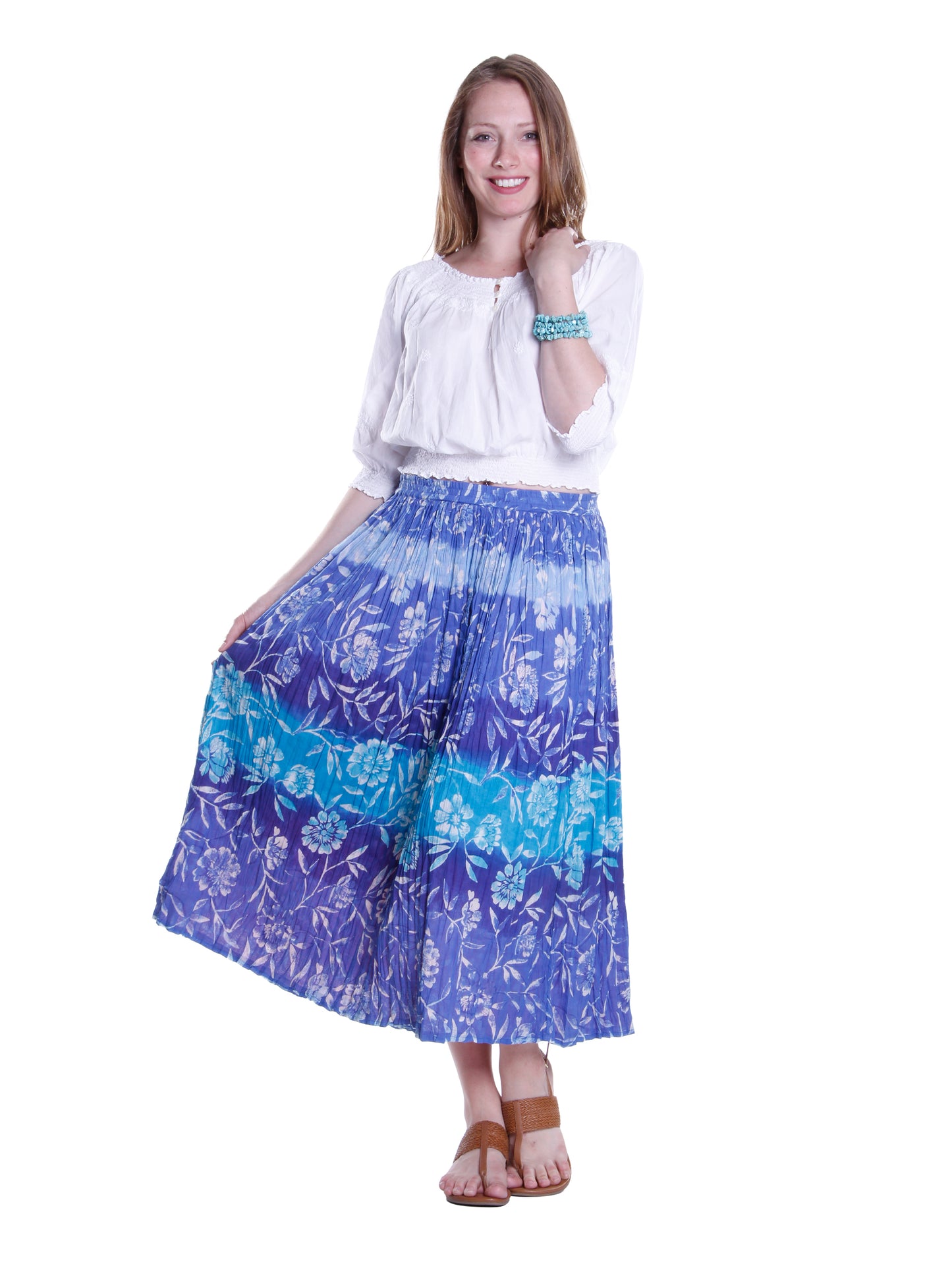 La Cera Crinkle Voile Reversible Skirt - La Cera