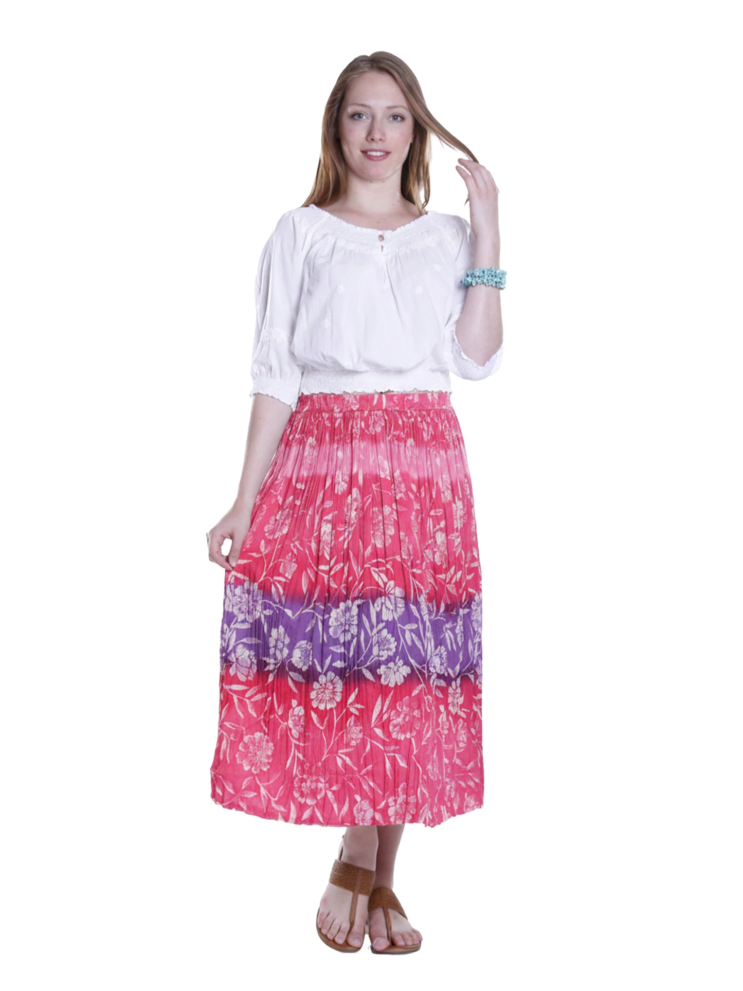 La Cera Crinkle Voile Reversible Skirt - La Cera