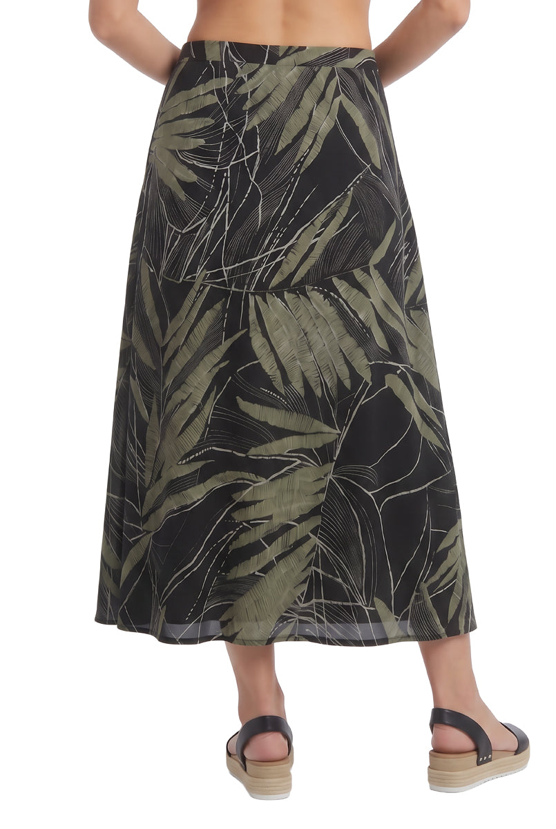 La Cera Savannah Palm Print A Line Skirt - La Cera